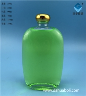 350ml長方形透明扁玻璃酒瓶